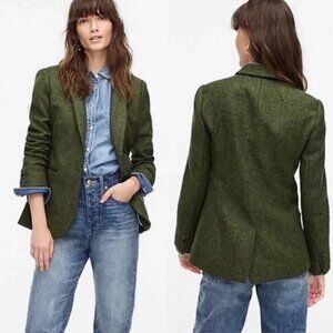 J. Crew Parke Blazer in Green English Wool Herringbone Tweed 0